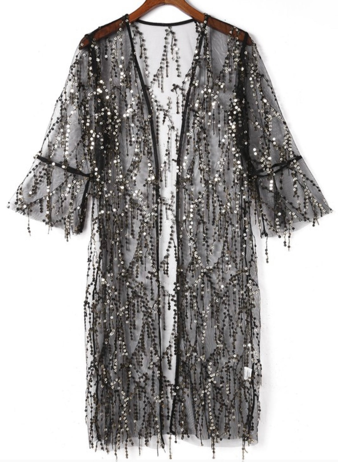 Sheer Sequin Kimono