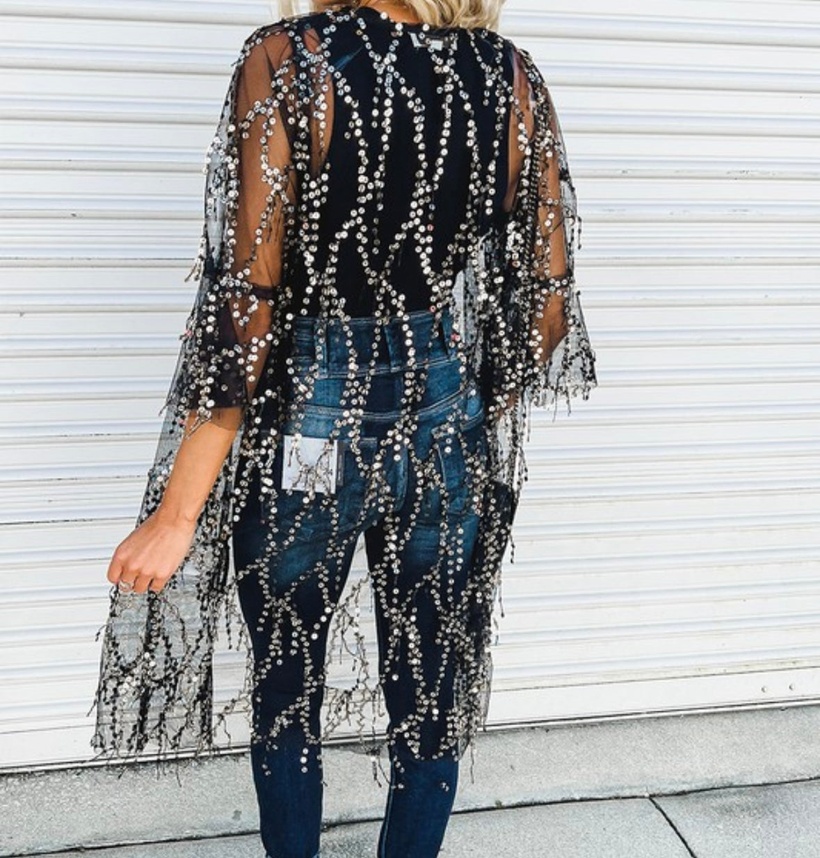 Sheer Sequin Kimono