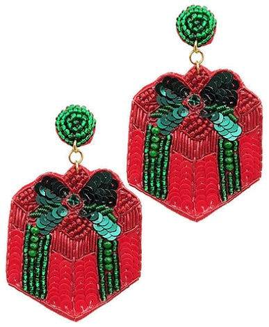 BEADED CHRISTMAS GIFT EARRINGS