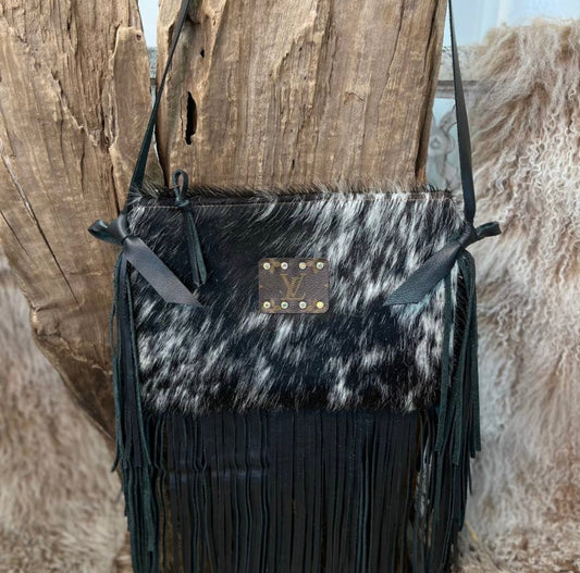 SPECKLED HIDE & LEATHER CROSSBODY