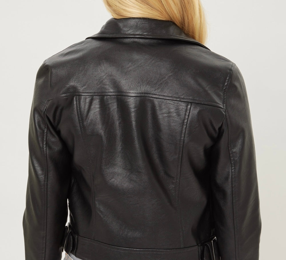 FAUX LEATHER MOTO JACKET