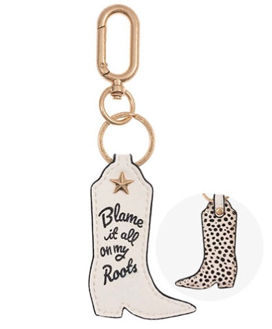 COWHIDE & LEATHER BOOT KEYCHAIN