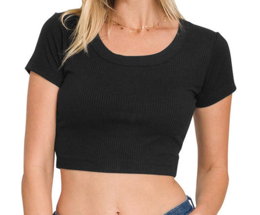 Ribbed Cropped Tee