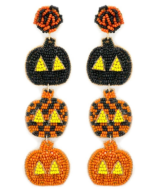 Jack O Lantern Beaded Earrings