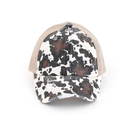 COW PRINT PONY BASEBALL CAP