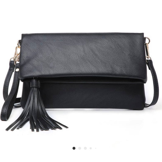 AUSTIN FLAPOVER TASSEL CROSSBODY CLUTCH